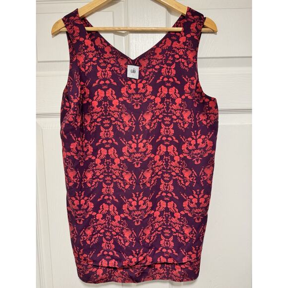 Cabi 3258 Purple Plum Maroon Red Sakura Cameo Print Layered Tank Feminine Large - Picture 3 of 14